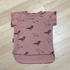 Moi Kids Bird Print T-Shirt - Brown